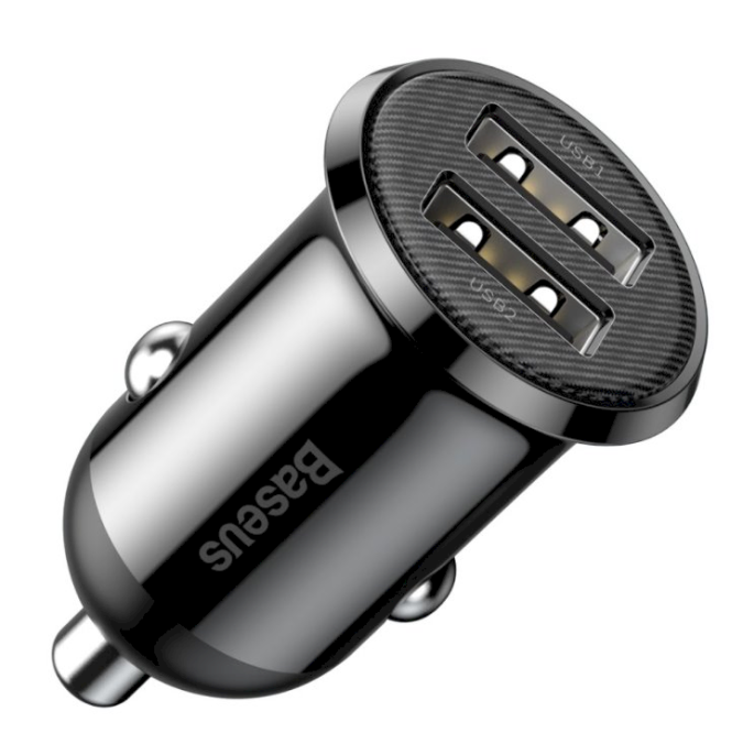 Автомобильное зарядное Baseus CCALLP-01 Grain Pro Car Charger 2 USB 4.8A Black 4.8 А, 2хUSB, 12-24 В, без кабеля в комплекте