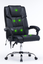 Кресло Cactus CS-CHR-OC02M-BK с вибромассажем, экокожа, до 120кг, мультиблок, шарнирные подлокотники,  черный