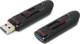 Флешка USB Sandisk Cruzer Glide 128ГБ, USB3.0, черный и красный [sdcz600-128g-g35]