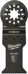 Полотно для мультитула Milwaukee 48906001 35x42мм биметаллическое, крепление Starlock, для мягкой древесины, глубокий рез