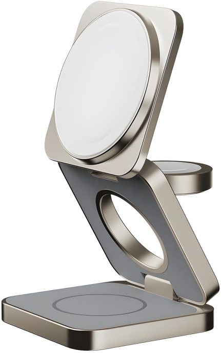 Беспроводное зарядное устройство Momax Q2.Mag Go Титановый UD31L магнитный, Qi2, 15W, 5-12 В, 3 А, материал: алюминий