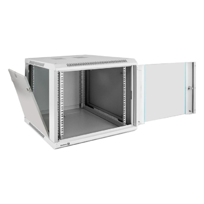 Шкаф телекоммуникационный 19" настенный 9U ExeGate EC-WM-9U.600.G.GREY (19”, 9U, 600x600x500mm (ШхГхВ), передняя дверь закаленное стекло, съемные боковые панели, пыле- и влагозащита IP23, светло-серый RAL 7035) EX298602RUS