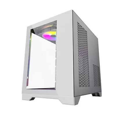 Powercase Vision Micro, White, Tempered Glass, 4х 120mm 5-color fan, белый, mATX (CVWM-L4)