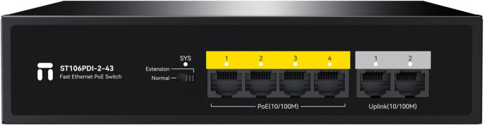 Коммутатор Netis ST106PDI-2-43 L2 6x100Мбит/с 4PoE 43W неуправляемый