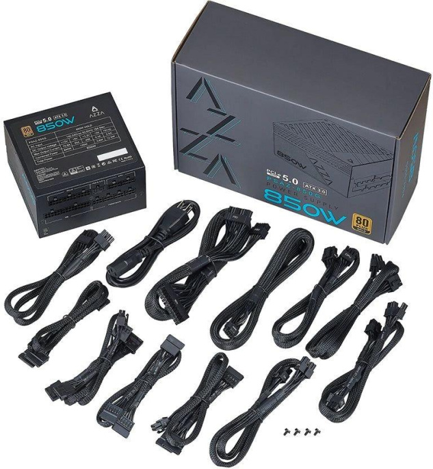 Блок питания AZZA PSAZ-850G,  850Вт,  80 PLUS GOLD,  120мм, черный, retail