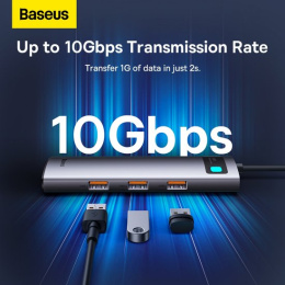 Док-станция Baseus WKWG070013 Metal Gleam Series 4-in-1 Multifunctional Type-C Gray; вход: Type-C; порт: USB3.0*4