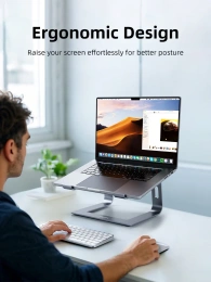 Эргономичная подставка CABLETIME CSE1G (CT-LS06-AGE) устойчивая для ноутбука - Space Grey