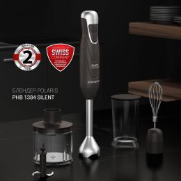 Блендер Polaris Silent PHB 1384,  погружной,  черный/серебристый