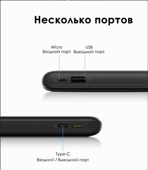 Мобильный аккумулятор Itel Super Slim Star100C 10000mAh 2.1A черный