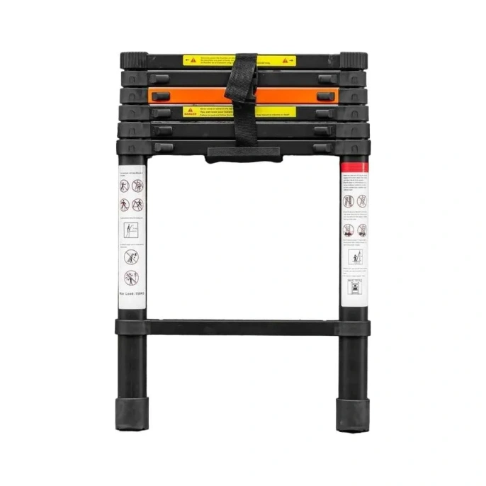 Телескопическая алюминиевая бытовая лестница ROCKFORCE 2.0 м RF-UP200