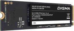SSD накопитель Digma Mega P5 DGSM3256GP53T 256ГБ, M.2 2280, PCIe 3.0 x4,  NVMe,  M.2,  rtl