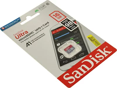 Карта памяти SanDisk Ultra SDSQUAR-016G-GN6MN microSDHC Memory Card 16Gb UHS-I U1 Class10 A1