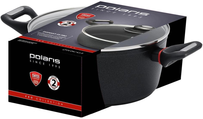 Кастрюля 4.1л Polaris Pro collection 24C,  алюминиевая, с крышкой [017171]