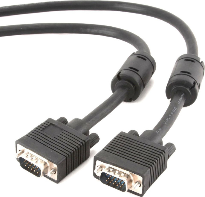 Кабель Cablexpert CC-PPVGA-5M, 15M/15M, 5.0м Кабель для подключения монитора с интерфейсом VGA к видеоадаптеру с разъёмом VGA, тройной экран, ферритовые кольца, разъёмы на кабеле - два