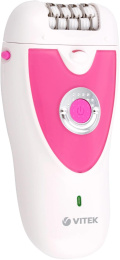 Эпилятор Vitek VT-2244 скор.:2 насад.:2 от электр.сети от аккум. белый/розовый