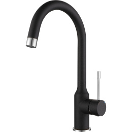Смеситель RIVELATO Rivelato Смеситель для кухни Garda U-обр. D-35мм, монтаж: вертикально на раковину, материал: нержавеющая сталь, цвет: черный хром 1923502 nero cromo