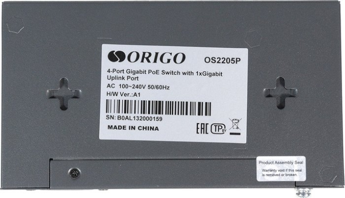 Неуправляемый коммутатор Origo OS2205P/60W/A1A настольный/настенный, 7.44 Mpps, 5xGbit, PoE, бюджет 60 Вт