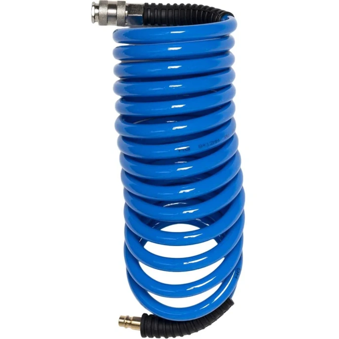 Шланг спиральный пневматический полиуретановый 8x12 мм, 5 м с фитингами HG 1899166