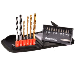 Набор оснастки Makita D-31762 для электроинструмента, посадочный размер квадрат : 1/4", 17 предметов, обрабатываемый материал: дерево, металл