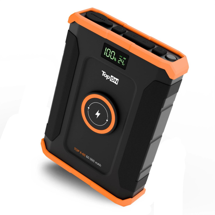 Электростанция портативная TopON TOP-X60 60000mAh 10A QC3.0/PD 3xUSB беспров.зар. черный/оранжевый 103765