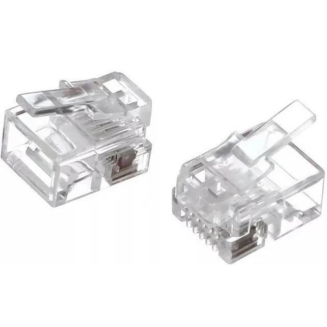 Коннектор ExeGate PL12-6P6C-100 RJ-12 телефонный разъем 6P6C , золотое напыление 100шт EX293763RUS