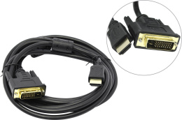 5bites APC-073-030 Кабель HDMI M / DVI M 24+1 double link, зол.разъемы, ферр.кольца, 3м.