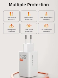 Зарядное устройство CABLETIME G65AW (CT-GAN65A-PW) GaN PD3.0 2C1A 65 Вт, белый