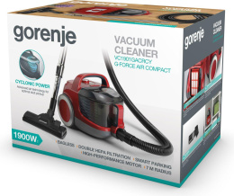 Пылесос Gorenje VC1901GACRCY, 1900Вт, красный/черный