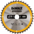 Диск пильный DeWalt DT1953-QZ (диаметр диска: 216мм, диаметр посадочного отверстия: 30мм, число оборотов: 7000об/мин, толщина диска: 1.7мм, ширина пропила под углом 90°: 2.6мм, материал обработки: дерево, композитный материал, пластик, материал изготовлен