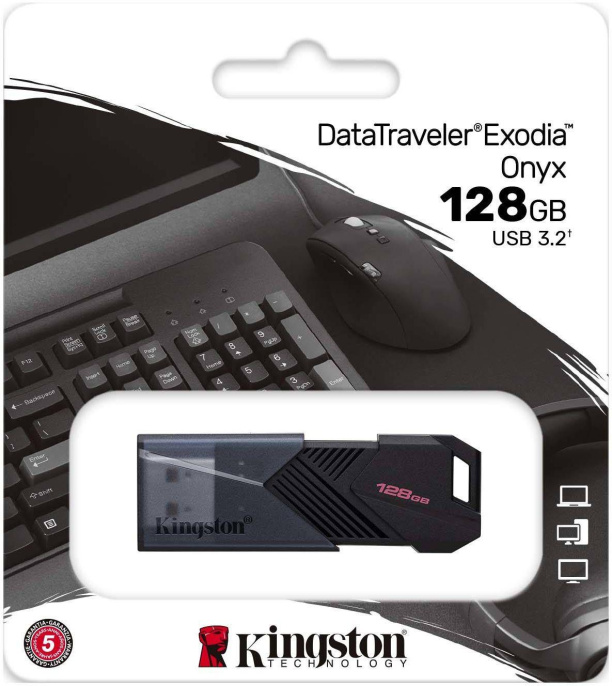 Флешка USB Kingston DataTraveler Exodia Onyx DTXON/128GB 128ГБ, USB3.2, черный