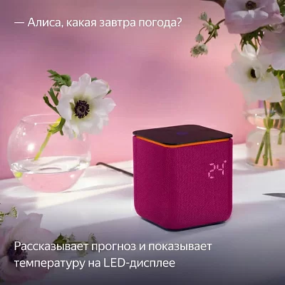 Умная колонка Yandex Станция Миди YNDX-00054PNK Алиса малиновый 24W 1.0 BT/Wi-Fi 10м