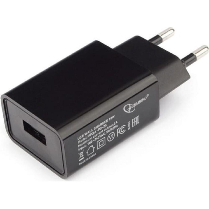Cablexpert Зарядное устройство 10.5Вт, 2.1А, 1xUSB, черный, пакет MP3A-PC-25