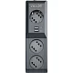 Сетевой фильтр ZIS. Surge protector Pilot 3G 3xGP euro outlets, 10А/2.2кВа, 2xUSB, 3m, grafit