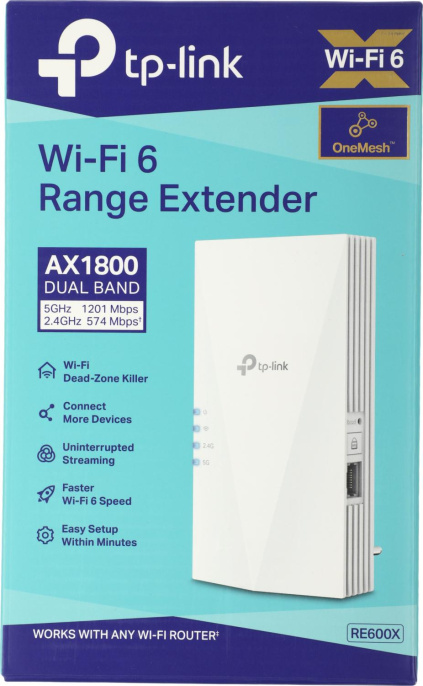 Повторитель беспроводного сигнала TP-Link RE600X AX1800 10/100/1000BASE-TX белый