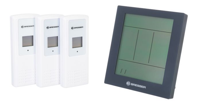 Метеостанция Bresser Temeo Hygro Quadro Prestige с тремя датчиками, серая 78585