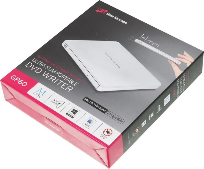 Оптический привод/ LG DVD-RW ext. White Slim Ret. USB2.0 совместим с 3.0