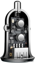 Автомобильное зарядное Baseus CCALLP-01 Grain Pro Car Charger 2 USB 4.8A Black 4.8 А, 2хUSB, 12-24 В, без кабеля в комплекте