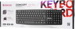 Клавиатура Defender Concept HB-164, проводная, USB, мембранная, черный [45164]
