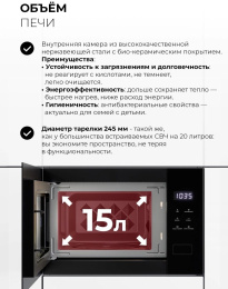 Микроволновая печь Lex BIMO 15.02N BBL 15л. 600Вт черный встраиваемая CHVE000040