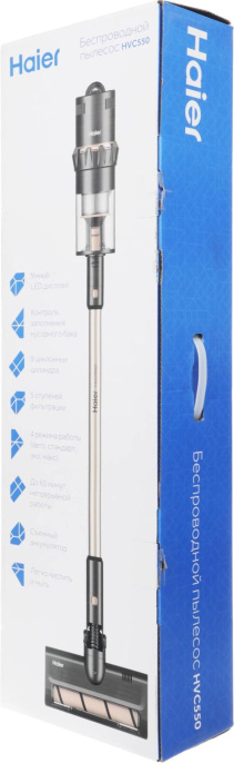 Вертикальный пылесос (handstick) HAIER HVC550, 550Вт, черный/черный [qp00a7m00ru]