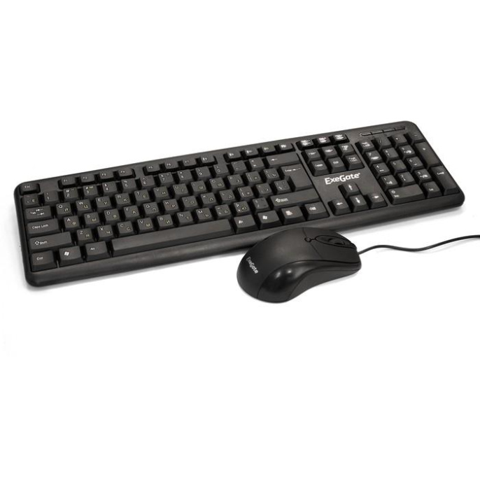 Комплект ExeGate Professional Standard Combo MK120-OEM (клавиатура влагозащищенная 104кл. + мышь оптическая 1000dpi, 3 кнопки и колесо прокрутки; USB, длина кабелей 1.5м, черный, brown box) EX287139RUS