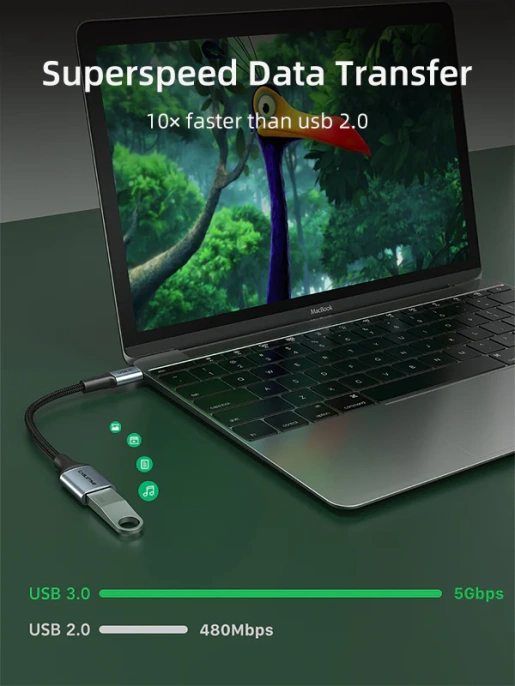Кабель-адаптер CABLETIME CP60G (CT-CMAF3.0-AG0.15) USB-C Male - USB 3.0 AF OTG, 15 см, передача данных/зарядка, поддержка быстрой зарядки