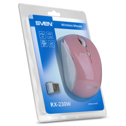 Беспроводная мышь SVEN RX-230W розовая 2,4 GHz, 3+1кл., 800-1600DPI, Soft Touch, блистер SV-017842