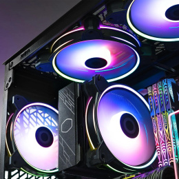 Вентилятор Cooler Master MasterFan MF140 Halo2 140мм, 4-pin, 1600об/мин, 27 дБ, ARGB, черный, Ret [mfl-b4dn-16np2-r2]