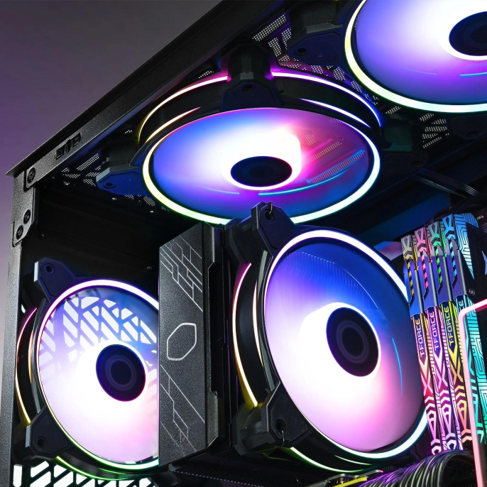 Вентилятор Cooler Master MasterFan MF140 Halo2 140мм, 4-pin, 1600об/мин, 27 дБ, ARGB, черный, Ret [mfl-b4dn-16np2-r2]