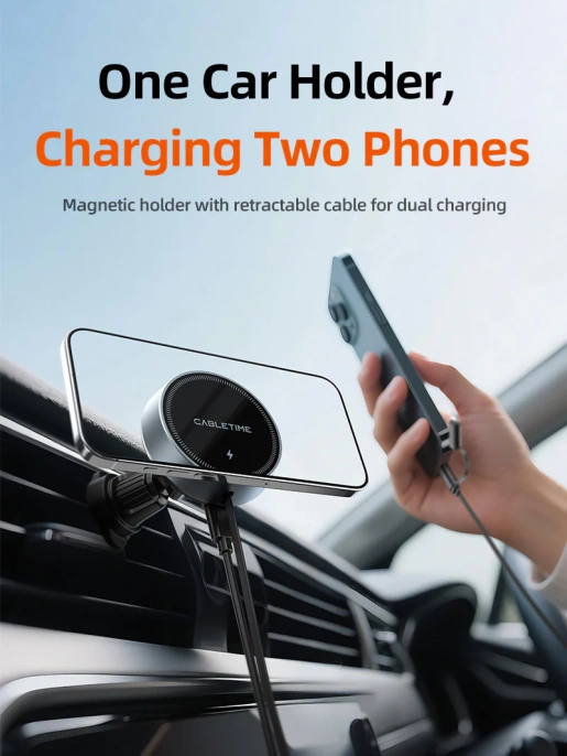 Беспроводное зарядное устройство CABLETIME CE13B (CT-WPH02-PG) для автомобиля