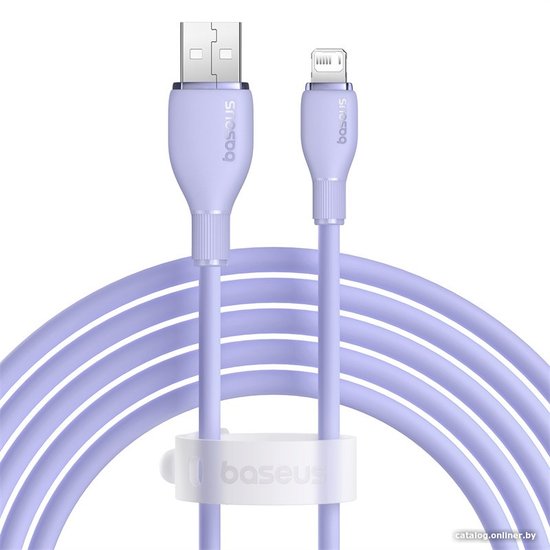 Кабель Baseus P10355700511-00 Pudding Series Fast Charging USB to iP 2.4A 1.2m Nebula Purple передача данных: 480 Мбит/с, поддержка быстрой зарядки