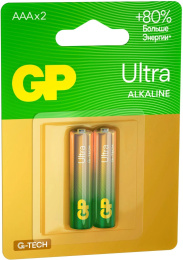 AAA Батарейка GP Ultra Alkaline 24AUA21-2CRSBC2,  2 шт.
