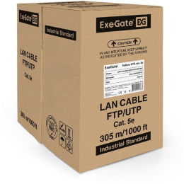Кабель ExeGate UTP4-C5e-CCA-S25-IN-PVC-GY-305 UTP 4 пары кат.5e CCA, 25AWG, бухта 305м, серый, PVC EX281817RUS