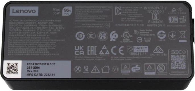 Адаптер питания Lenovo GX20P92529,  20 В,  3.25A, 65Вт,  черный